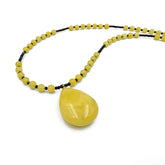 Milky Amber Drop Pendant Beaded Necklace
